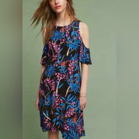 Maeve Tropical Print Cold Shoulder Dress, Size 12 - Picture 2 of 5